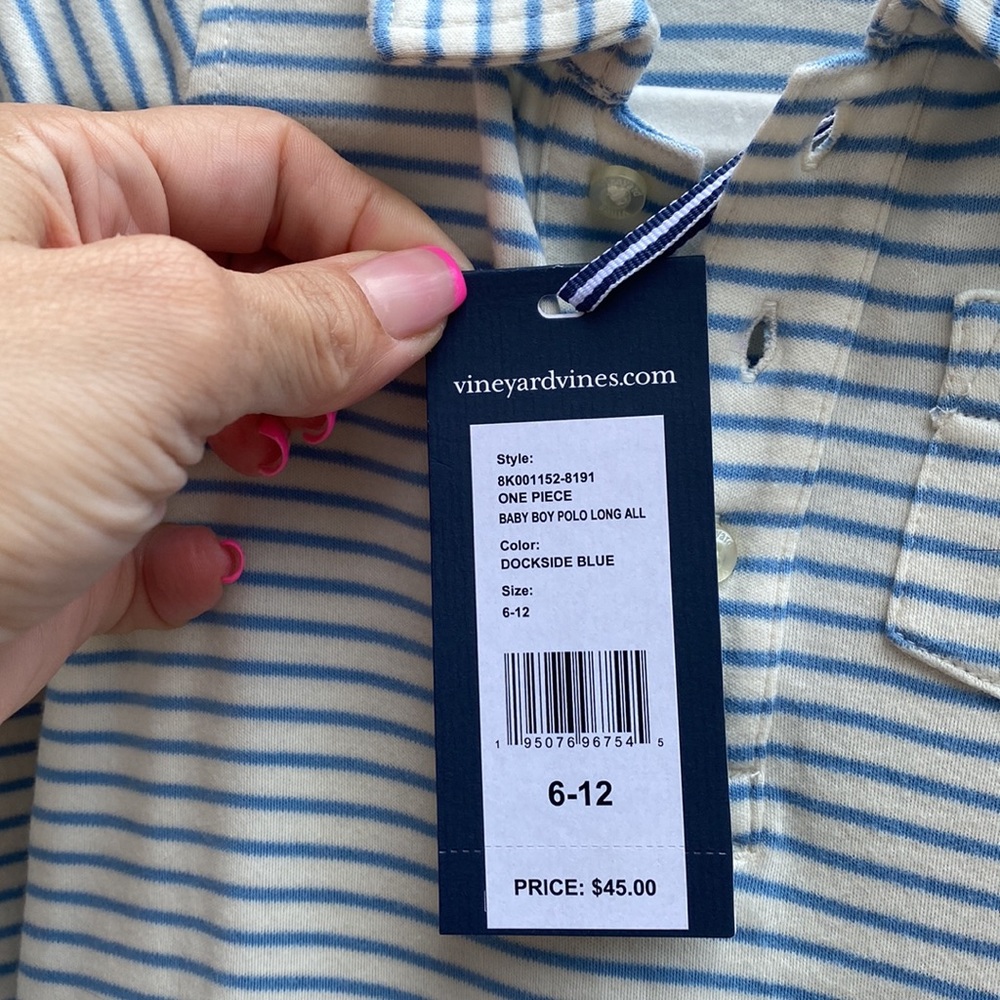 NWT Vineyard Vines Baby Boy Polo Long All Dockside Blue 6-12M - Picture 5 of 6